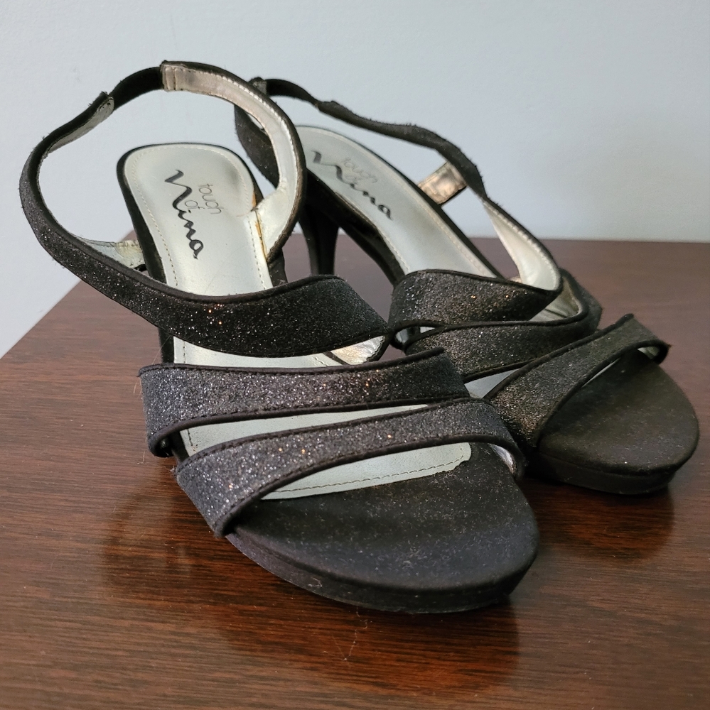 Touch Of Nina black glitter Heels